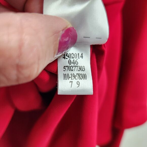 Chicos Womens Bell Sleeve Blouse Size M Scoop Neck Red Ruffle Career NWT - Picture 7 of 12